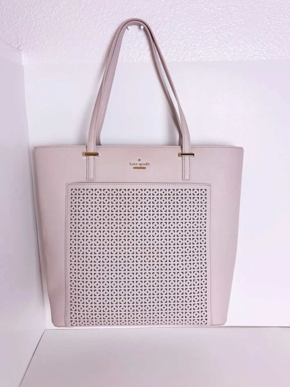 Kate Spade Cedar Street Perforated Tayler Tote Beige Handbag Bag